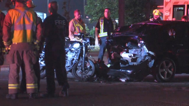 Two people taken to hospital after motorcycle, car collide in Mississauga