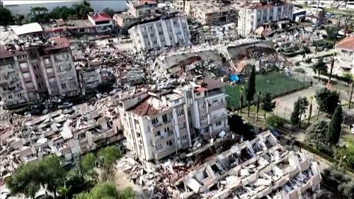 Drone video shows scale of devastation in Turkey, Syria following deadly earthquake