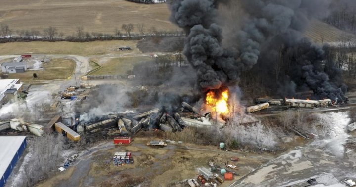 Ohio derailed train chemical cloud ‘highly unlikely’ to impact Canada