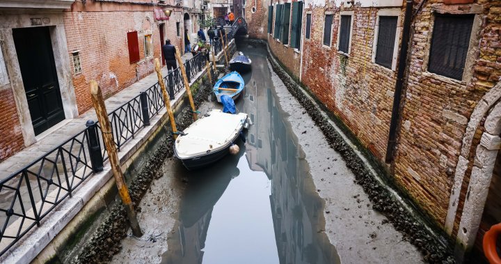 Grounded gondolas: Venice canals dry up amid Italy drought – National
