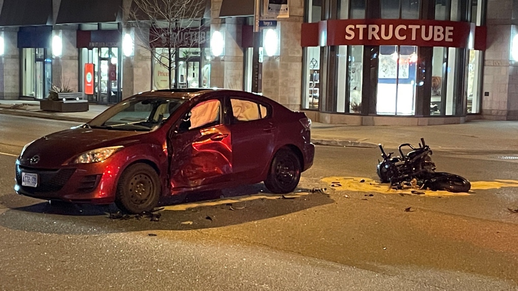 Motorcyclist rushed to trauma centre after crash in midtown Toronto