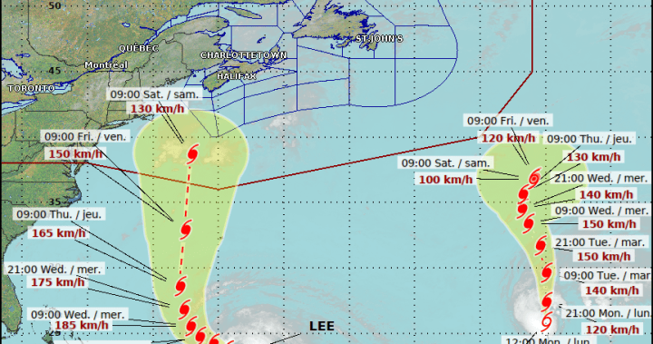 Hurricane Lee regains strength over open waters, has eyes on Canada’s East Coast