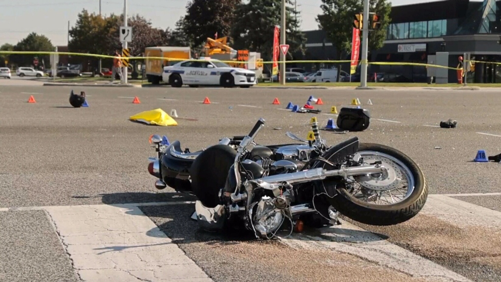 Man dead after collision between motorcycle and transport truck in Brampton