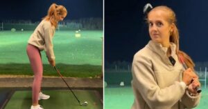 Female pro golfer films ‘mansplainer’ correcting her swing at driving range – National
