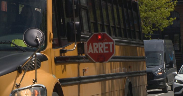 Anger after Montreal cyclist hits child about to board school bus with lights flashing