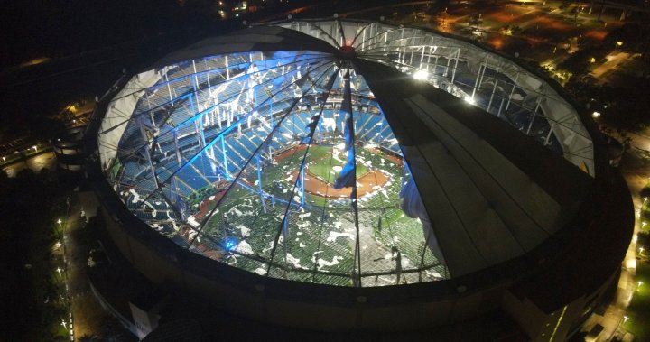 Roof of Tropicana Field ripped, torn to shreds by Hurricane Milton – National